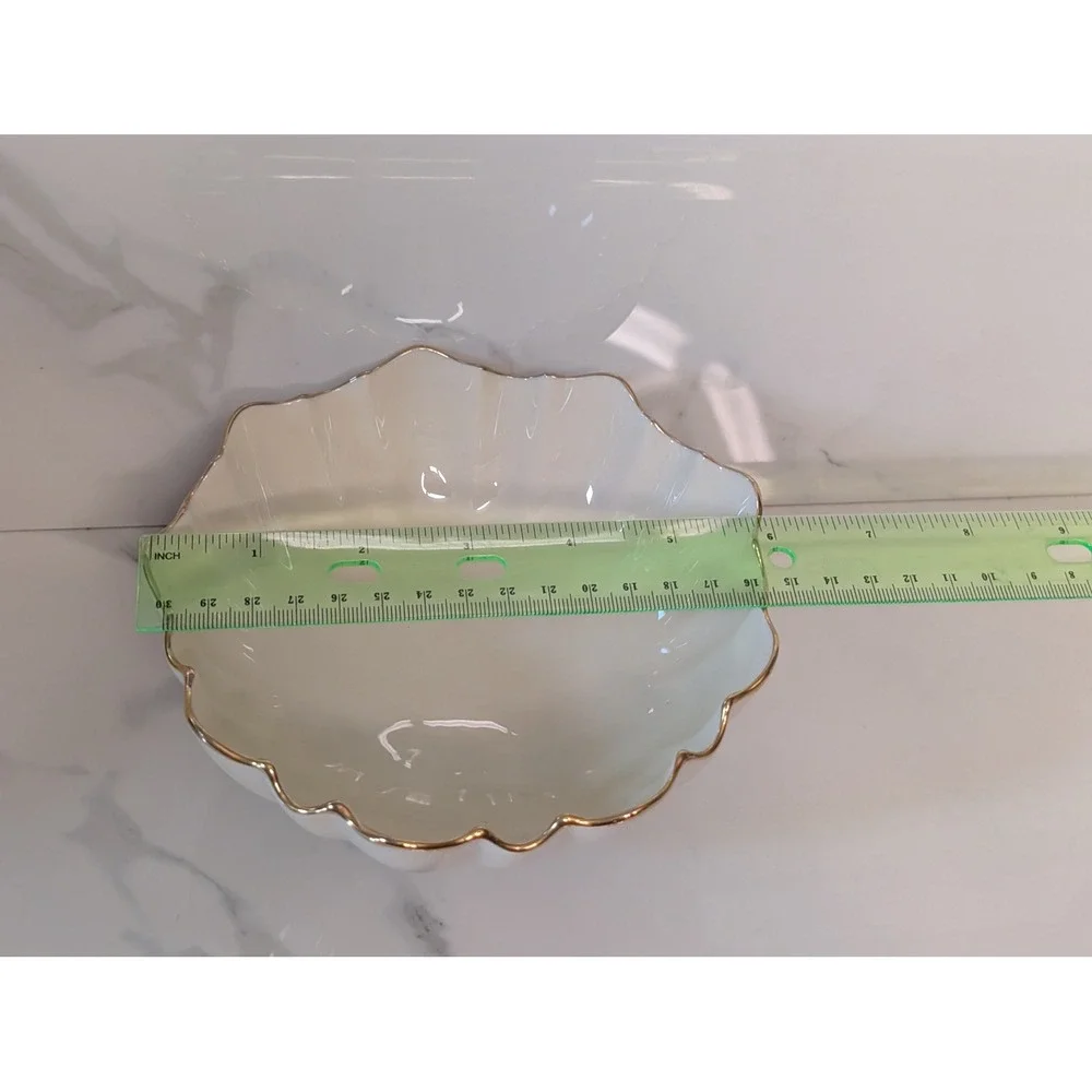 Lenox Symphony Ivory Fine China Scalloped Gold Trim 6 Inch Pedestal Bowl‎ USA
